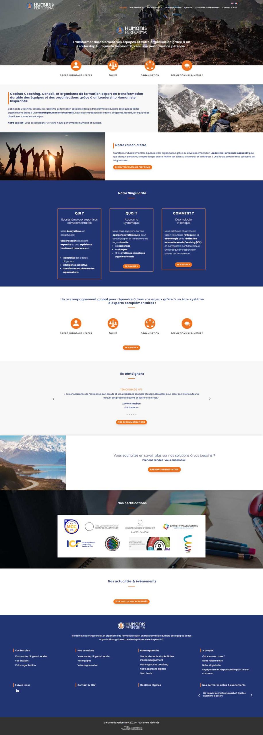 Page accueil site Humanis Performa