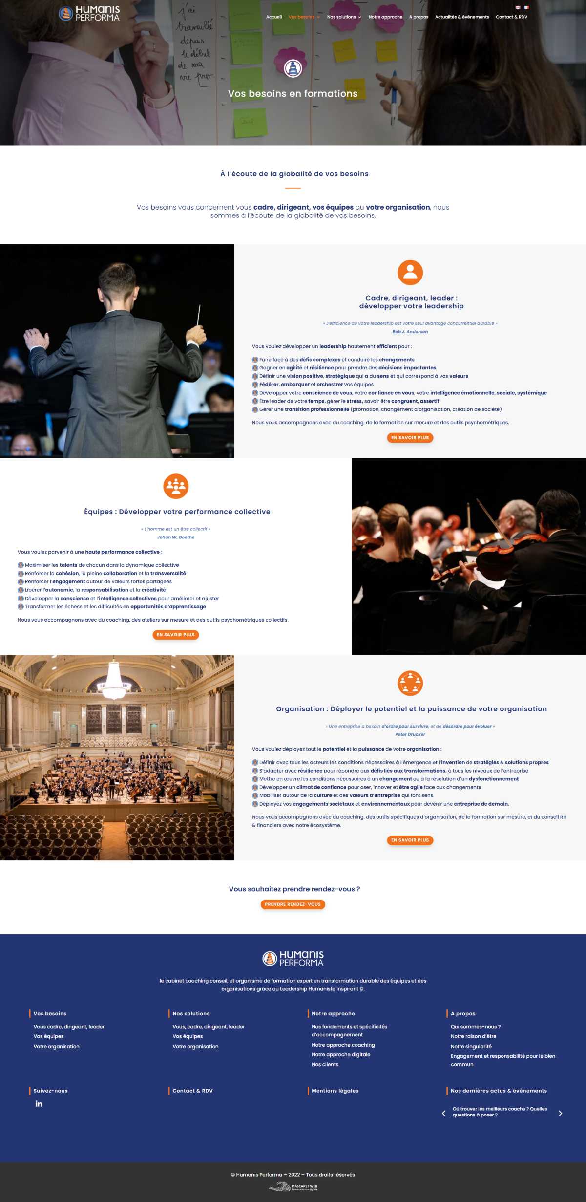 Page Vos Besoins du site Humanis Performa
