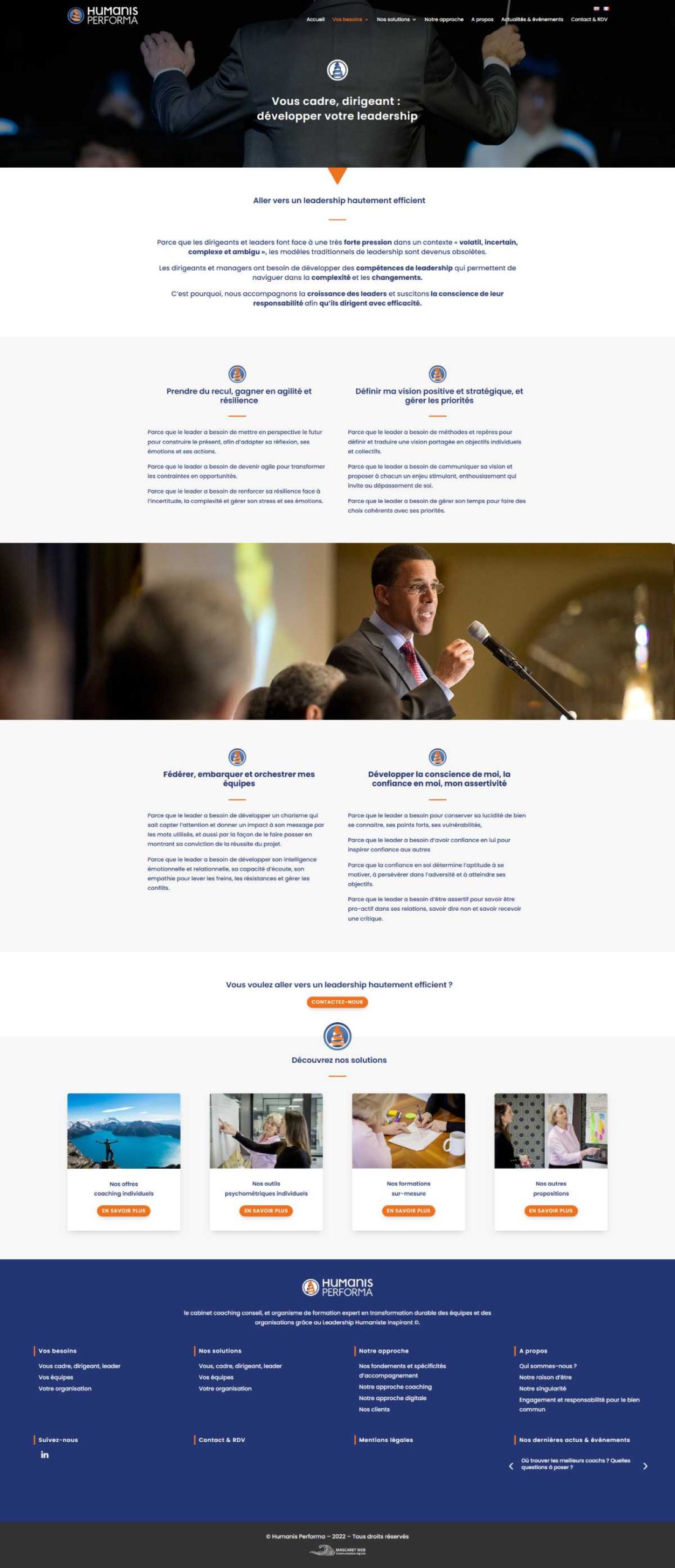 Page Vos Besoins site Humanis Performa